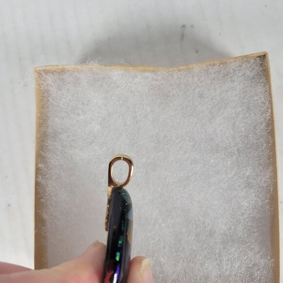 Fused Glass Triangle Abstract Mosaic Design Pendant With Gold Tone Bail - Picture 6 of 6